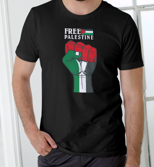 Kaos Palestina Lengan Pendek Hitam Freedom Palestine