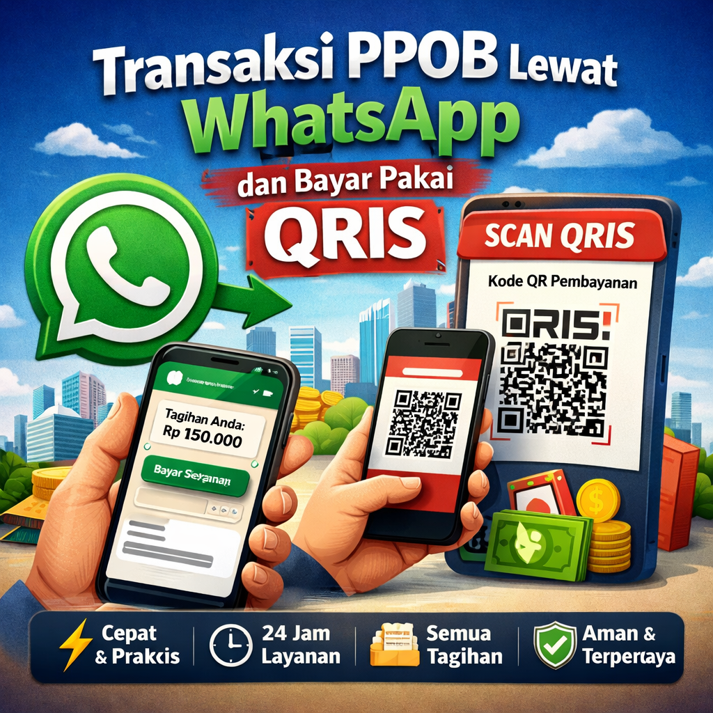 Transaksi PPOB Lewat WhatsApp dan Bayar Pakai QRIS